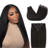 Picture of Lashey Clip in Hair Extensions Real Human Hair, Kinky Straight 14 Inch 7pcs 120g #1B Natural Black Remy Human Hair Extensions Natural Thick Clip in Hair Extensions for Black Women