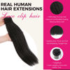 Picture of Lashey Kinky Straight Clip in Hair Extensions for Black Women, 20 Inch 7pcs 120g Natural Black Remy Human Hair Extensions Thick Hair with Lace Weft Clip Ins