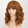 Picture of AISI HAIR Synthetic Wavy Curly Bob Wig with Bangs Cooper Blonde Short Wavy Hair for Women Synthetic Heat Resistant Bob Wigs