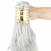 Picture of FELENDY Ponytail Extension Claw 18" 20" Curly Wavy Straight Clip in Hairpiece One Piece A Jaw Long Pony Tails for Women Grey Silver