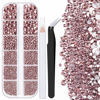 Picture of One Pack 2000 Pcs of Flatback Round Pale Purple Rhinestones 6 Sizes (1.5-6 mm) with Nail Art Rhinestone Picker Pencil And Tweezer For DIY And Salon Use