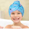 Picture of Basumee Microfiber Hair Towel Wrap for Kids 2 Pack Rapid Drying Hair Towel with Button Hair Turbans for Wet Hair Wraps Head Towel Wrap for Women and Girls, Blue and Purple Love