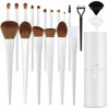 Picture of LUXBRU Makeup Brushes With Case 20PCs Professional Makeup Brush Set, Foundation Powder Eyeshadow Brush Set Eyebrow Concealer Contour Travel Brushes Kit with Holder & 2 Powder Puff-White