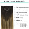 Picture of DOORES Clip in Hair Extensions Real Human Hair Balayage Dark Brown Fading to Chestnut Brown and Dirty Blonde 20 Inch 7pcs 120g Real Hair Extensions Straight Extensions Human Hair Natural