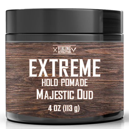 Picture of Viking Revolution Majestic Oud Hair Pomade for Men - Extreme Hold Hair Gel for Men Water Based - Mens Pomade Extra Firm Mens Hair Pomade Strong Hold - High Shine Mens Hair Cream (4oz)