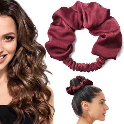 Picture of BLINKEEN Heatless Curling Scrunchie, No Heat Curls for Long Hair, Soft Sleep Hair Roller (Crimson)