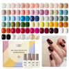 Picture of GAOY 42 Pcs Gel Nail Polish Kit, Black White Blue Jelly Pink Nude Glitter Colors All Seasons Gel Nail Polish Set with Glossy & Matte Top Coat and Base Coat for Salon and DIY Manicure at Home