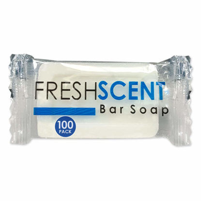 Picture of Freshscent 0.5 oz Bar Soap [100 Pack] Hotel Travel Size, Individually Wrapped, Vegetable Based, Bulk Amenities and Toiletries for Hospitality