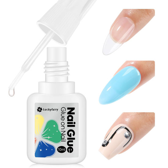 Picture of Luckyfairy Nail Glue 10ML Super Strong Nail Glue for Press On Nails No U V Light Needed Nail Bond Brush On Nail Glue for Acrylic Nails Tips Long Lasting Professional Nail Glue 0.33oz