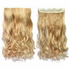 Picture of REECHO 20" 1-Pack 3/4 Full Head Curly Wave Blonde Mixed Hair Color Clips in on Synthetic Hair Extensions HE008 Hairpieces for Women 5 Clips 4.5 Oz per Piece - Medium Blonde with Highlights