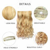 Picture of REECHO 20" 1-Pack 3/4 Full Head Curly Wave Blonde Mixed Hair Color Clips in on Synthetic Hair Extensions HE008 Hairpieces for Women 5 Clips 4.5 Oz per Piece - Medium Blonde with Highlights