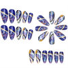 Picture of RUOKEXIN Blue Nail Press ons Almond Press on Nails Medium Fake Nails with Glue Gold Glitter Acrylic Fake Nails with Designs Glossy Glazed Amber Pattern Artificial Nails Stick on Nails for Women 24Pcs