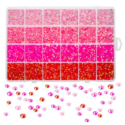 Picture of Liiouer Pink Rhinestones, Crystal Bling Gemstones Mixed Color Rhinestones for Crafts, 16000PCS AB Color Non-Hotfix Flatback Resin Jelly Rhinestones for Tumblers, DIY Decoration Mixed Size 3/4/5mm