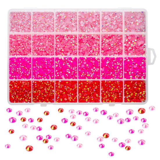 Picture of Liiouer Pink Rhinestones, Crystal Bling Gemstones Mixed Color Rhinestones for Crafts, 16000PCS AB Color Non-Hotfix Flatback Resin Jelly Rhinestones for Tumblers, DIY Decoration Mixed Size 3/4/5mm