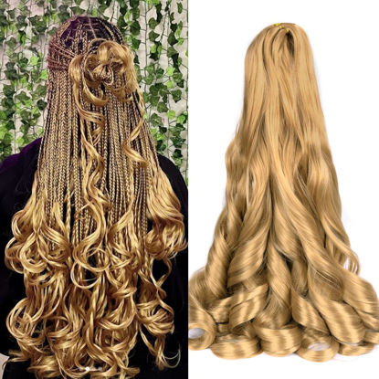 Picture of Curly Braiding Hair 24 inch Loose Wavy 8 Pack Bouncy French Curly Braiding Hair extensions 75g/Pack 27# French Curls Synthetic Crochet Hair Extensions(24 Inch,8 Packs,27#)