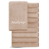 Picture of Cosy Family 10 Pack Makeup Remover Wash Cloths - Soft Microfiber Fingertip Facial Cleansing Cloths for Hand and Make Up, 12 x 12 in, Brown