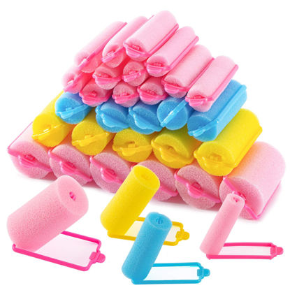 Picture of MAQIHAN 36PCS Foam Hair Rollers - Sponge Rollers for Hair Heatless Curlers in Four Sizes - Soft Sleeping Thin Hair Curl Overnight Rolos for Any Hair Type - Includes Instructions