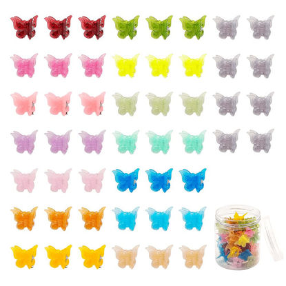 Picture of 50 Packs Assorted Color Butterfly Hair Clips, Beautiful Mini Butterfly Hair Clips Hair Accessories for Women and Girls (Jelly Colors)