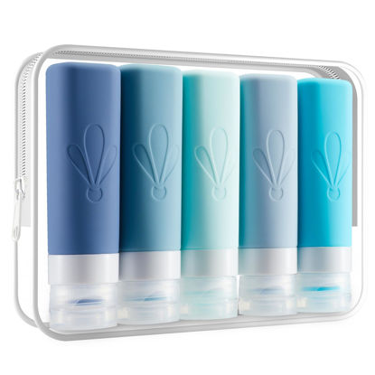 Picture of INSFIT Travel Bottles for Toiletries, TSA Approved 3oz Travel Size Containers, BPA Free Leak Proof Squeezable Silicone Tubes for Shampoo Conditioner Lotion Soap with Labels