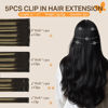 Picture of DOORES Clip in Hair Extensions Real Human Hair, 5pcs 80g 20 Inch Balayage Natural Black to Light Blonde Human Hair Extensions Clip in Remy Hair Extensions Silky Straight