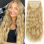 Picture of KooKaStyle Clip in Synthetic Hair Extensions Long Wavy 4PCS Thick Hairpieces Golden Blonde Fiber Double Weft Natural Hair Extensions 20 Inch for Women