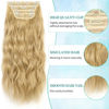 Picture of KooKaStyle Clip in Synthetic Hair Extensions Long Wavy 4PCS Thick Hairpieces Golden Blonde Fiber Double Weft Natural Hair Extensions 20 Inch for Women