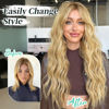Picture of KooKaStyle Clip in Synthetic Hair Extensions Long Wavy 4PCS Thick Hairpieces Golden Blonde Fiber Double Weft Natural Hair Extensions 20 Inch for Women