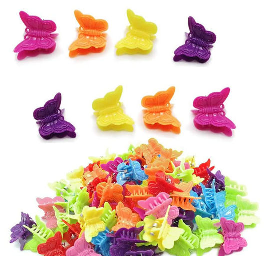 Picture of MUUZLL 50 Pack Butterfly Hair Clips Pastel Mini Cute Accessories For 90S Girls Women, Matte Colors Assorted Color, Beautiful And Random Colour