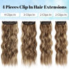 Picture of KooKaStyle Clip in Synthetic Hair Extensions Long Wavy 4PCS Honey Blonde Mixed Light Fiber Double Weft Natural Hair Extensions 20 Inch for Women