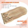 Picture of UGOTRAYS Clip in Hair Extensions Real Human Hair Strawberry Blonde Highlighted Golden Blonde Human Hair Extensions 18 Inch 70g 7pcs Double Weft Remy Hair Extensions Clip in Human Hair #12p613