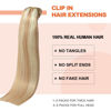 Picture of UGOTRAYS Clip in Hair Extensions Real Human Hair Strawberry Blonde Highlighted Golden Blonde Human Hair Extensions 18 Inch 70g 7pcs Double Weft Remy Hair Extensions Clip in Human Hair #12p613