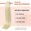 Picture of UGOTRAYS Platinum Blonde Hair Extensions Real Human Hair - 14 inch 120g 7pcs Blonde 100% Remy Human Hair Clip in Extensions Straight Real Human Hair #60 Platinum Blonde Clip on Hair Extensions