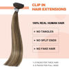 Picture of UGOTRAYS Balayage Ombre Medium Brown Fading to Honey Blonde Clip in Hair Extensions Real Human Hair 14inch 120g 100% Human Hair Natural Straight Woman Beauty