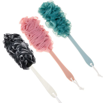 Picture of Arswin Back Scrubber for Shower,Loofah Long Handle Bath Body Brush,Soft Nylon Mesh Sponge for Shower,Loofah On a Stick for Men Women,Exfoliating Scrub Cleaning Luffa for Elderly (3Pack-NewMix)