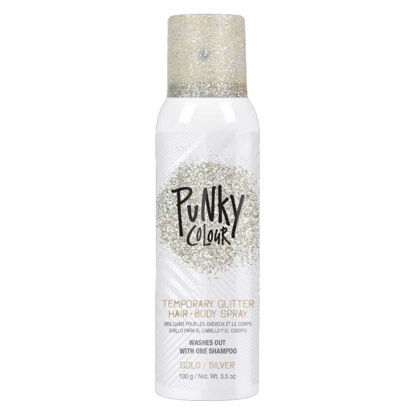 Picture of Punky Temporary Hair and Body Glitter Spray, Gold/Silver -Lightweight Shimmery Hairspray for Hair, Skin, and Clothes, Sparkly Glow for Parties & Events, 3.5 oz