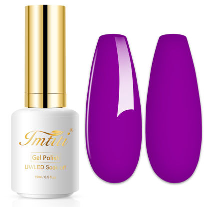Picture of Imtiti Neon Gel Nail Polish, 0.5 Fl Oz Neon Purple Gel Polish Soak Off LED U V Nail Gel Polish Spring Summer Gel Nail Polish DIY Nail Art Starter Manicure Salon Gel Nail Kit for Women Girls
