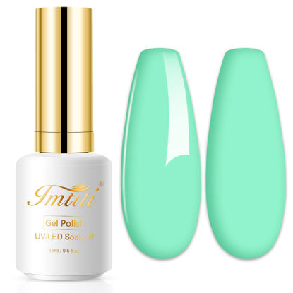 Picture of Imtiti Pastel Gel Nail Polish, 0.5 Fl Oz Pastel Mint Green Gel Polish Soak Off LED U V Nail Gel Polish Spring Summer Easter Gel Nail Polish DIY Nail Art Starter Manicure Salon Gel Nail Kit