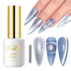 Picture of Imtiti Cat Eye Gel Nail Polish, 15ML Blue Holographic Glitter Cat Eye Gel Polish with Magnet UV LED Magnetic Gel Nail Polish Crystal Galaxy Sparkly Home DIY Manicure Nail Salon Kit