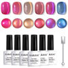 Picture of RARJSM Ceramics Glitter Cat Eye Gel Nail Polish Set 6Pcs Pink Light Purple Gold Brown Blue Velvet Shimmer Smoothie Cateye Gel Polish with Magnetic Stick UV LED Curing Require Home Salon Nail Design