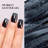 Picture of Imtiti Glitter Gel Nail Polish, 0.5 Fl Oz Black Glitter Gel Polish Soak Off LED UV Diamond Shimmer Sparkle Nail Gel Polish DIY Nail Art Starter Manicure Salon Gel Nail Polish Kit