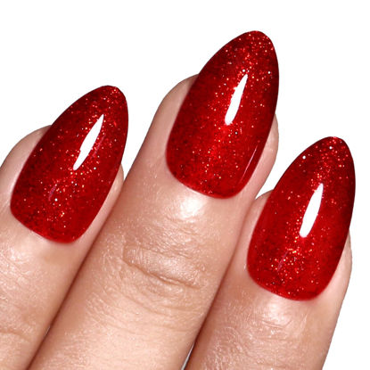 Picture of Imtiti Glitter Gel Nail Polish, 0.5 Fl Oz Christmas Red Glitter Gel Polish Soak Off LED U V Shimmer Sparkle Nail Gel Polish Fall Winter DIY Nail Art Starter Manicure Salon for Women Girls