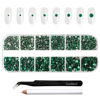 Picture of Beadsland Rhinestones for Makeup,8 Sizes 2500pcs Green Flatback Rhinestones Face Gems for Nails Crafts with Tweezers and Wax Pencil,Emerald,SS4-SS30