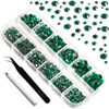 Picture of Beadsland Rhinestones for Makeup,8 Sizes 2500pcs Green Flatback Rhinestones Face Gems for Nails Crafts with Tweezers and Wax Pencil,Emerald,SS4-SS30