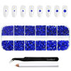 Picture of Beadsland Rhinestones for Makeup,8 Sizes 2500pcs Blue Flatback Rhinestones Face Gems for Nails Crafts with Tweezers and Wax Pencil,Sapphire,SS4-SS30