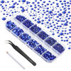 Picture of Beadsland Rhinestones for Makeup,8 Sizes 2500pcs Blue Flatback Rhinestones Face Gems for Nails Crafts with Tweezers and Wax Pencil,Sapphire,SS4-SS30
