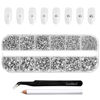Picture of Beadsland Rhinestones for Makeup,8 Sizes 2500pcs Silver Flatback Rhinestones Eye Gems for Nails Crafts with Tweezers and Wax Pencil,Silver Hematite,SS4-SS30
