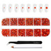 Picture of Beadsland Rhinestones for Makeup,8 Sizes 2500pcs Orange Flatback Rhinestones Eye Gems for Nails Crafts with Tweezers and Wax Pencil,Orange,SS4-SS30