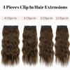 Picture of KooKaStyle Clip in Synthetic Hair Extensions Long Wavy 4PCS Thick Hairpieces Chestnut Brown Fiber Double Weft Natural Hair Extensions 16 Inch for Women
