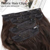 Picture of KooKaStyle Clip in Synthetic Hair Extensions Long Wavy 4PCS Thick Hairpieces Chocolate Brown 33Y# Fiber Double Weft Natural Hair Extensions 20 Inch for Women