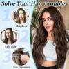 Picture of KooKaStyle Clip in Synthetic Hair Extensions Long Wavy 4PCS Thick Hairpieces Chocolate Brown 33Y# Fiber Double Weft Natural Hair Extensions 20 Inch for Women